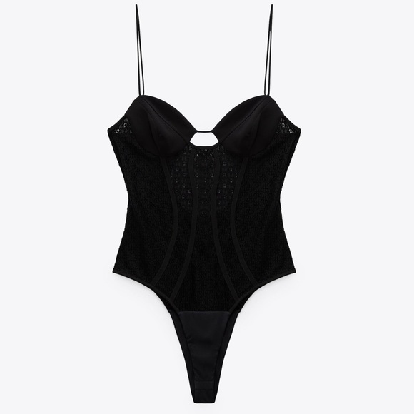 Zara lace bodysuit corset cut out , openwork embroidery - Picture 8 of 12